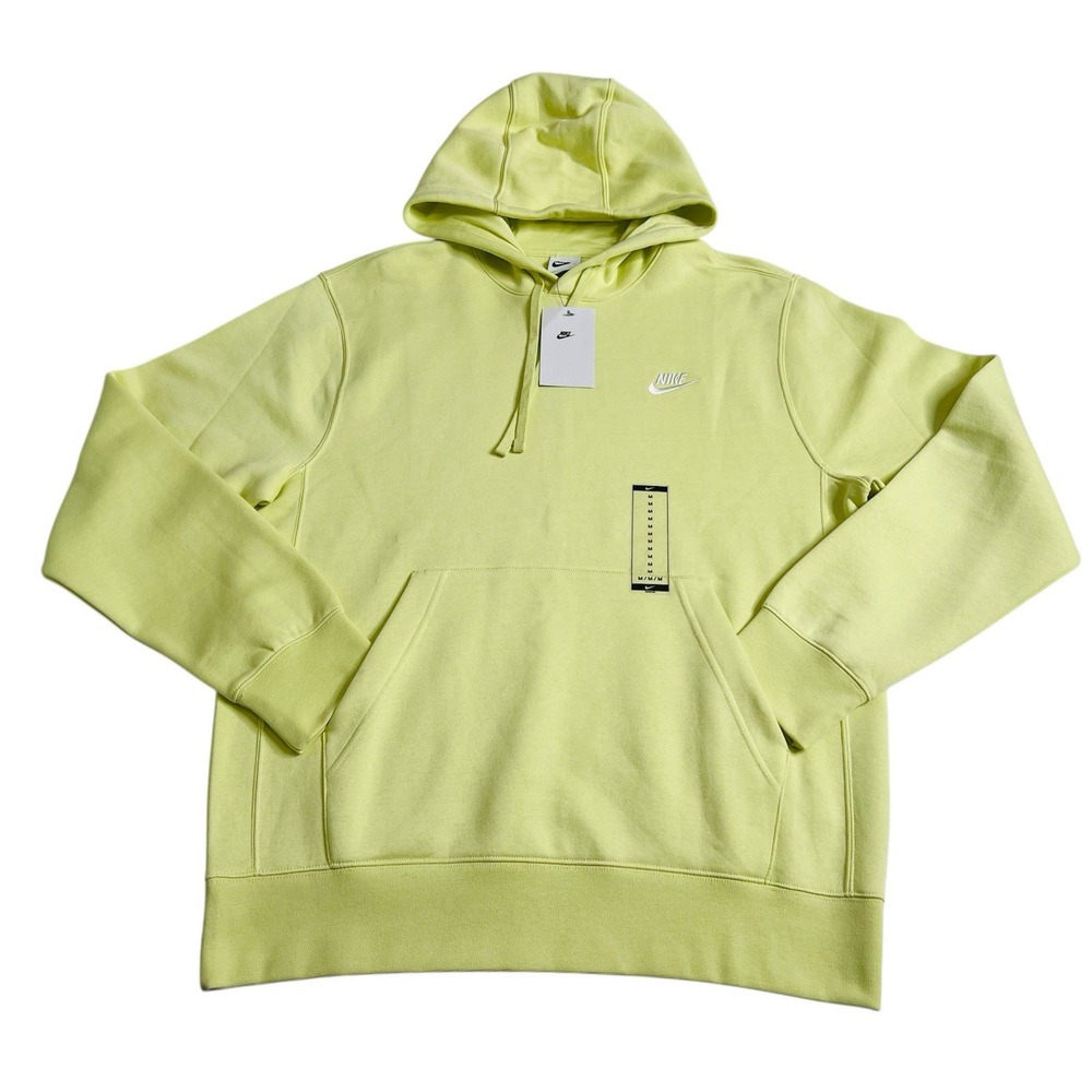 Nike Sportswear Club Fleece Long Sleeve Pullover Hoodie Sweatshirt Lemon Twist M - Picture 6 of 10